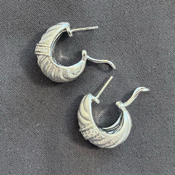 Judith Ripka Sterling Silver Diamonique Hoop Huggie Earrings - Picture 2 of 4